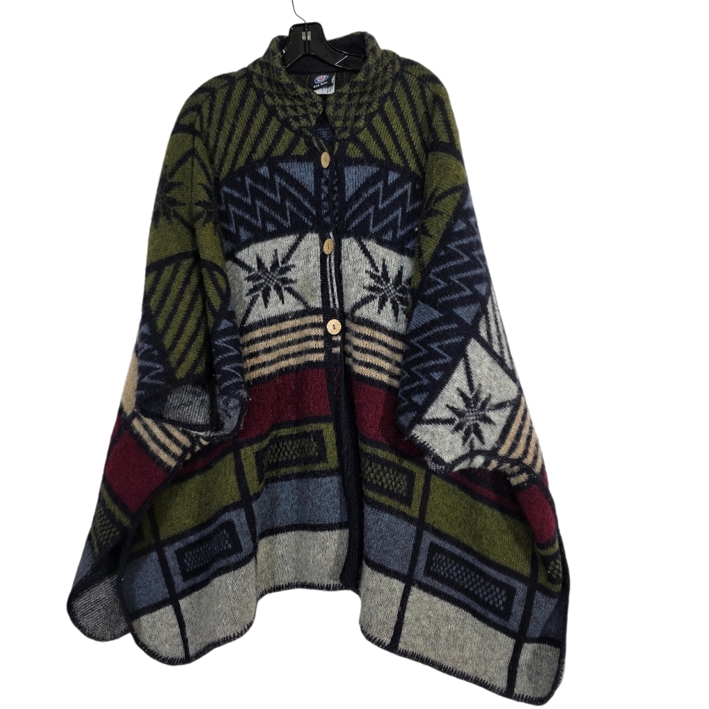 Icewear ASA Icelandic wool geometric Poncho - Picture 2 of 12